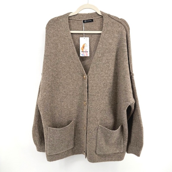 PrettyGarden Sweaters - PrettyGarden Cardigan Women Large Brown Oversized Knit Sweater Cottagecore Fall